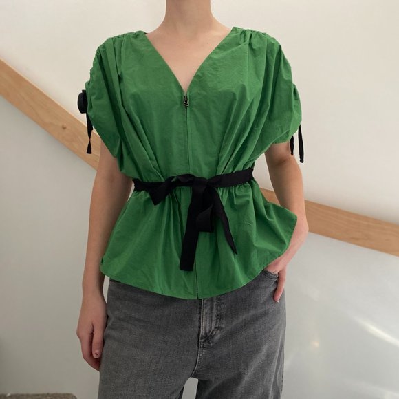 Lanvin Green Cotton Poplin Blouse, size 38 (fits like a size 2) ** AS IS ** - Picture 10 of 10